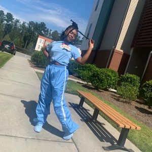 SKY BLUE WIND BREAKER SWEAT PANTS